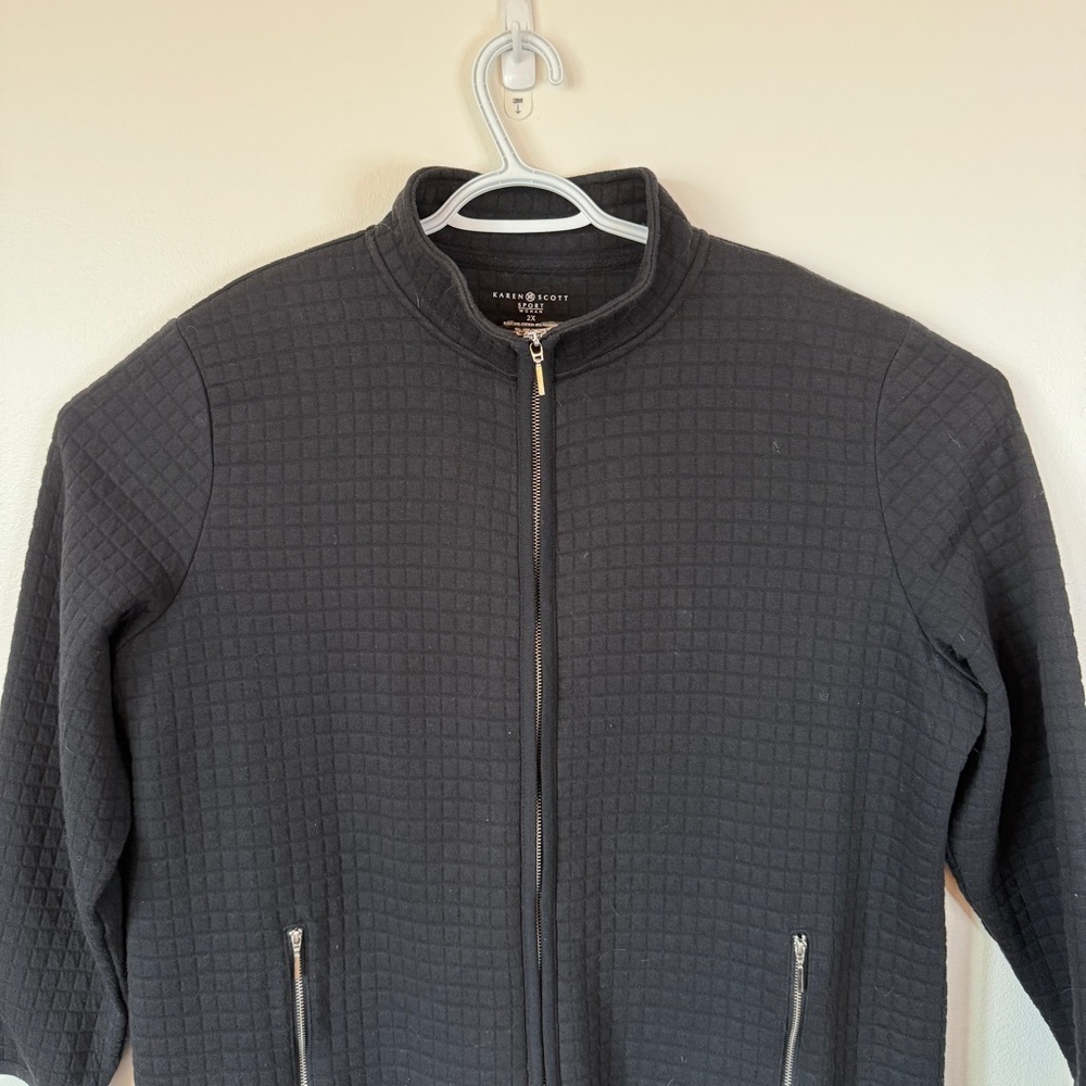 Karen Scott Black Quilted Zip Plus size Jacket Classic women’s 2X - Picture 4 of 12